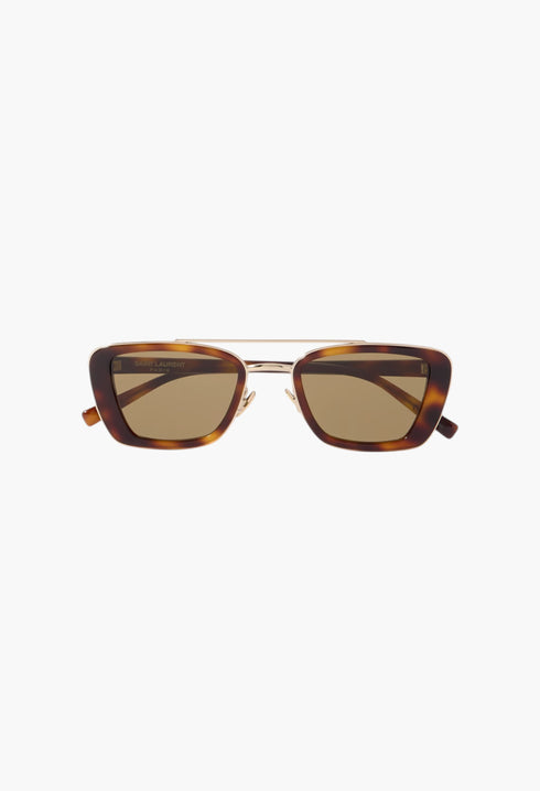 Scales - Rectangular Sunglasses In Tortoiseshell Effect Acetate And Gold Metal - GLAM MODA